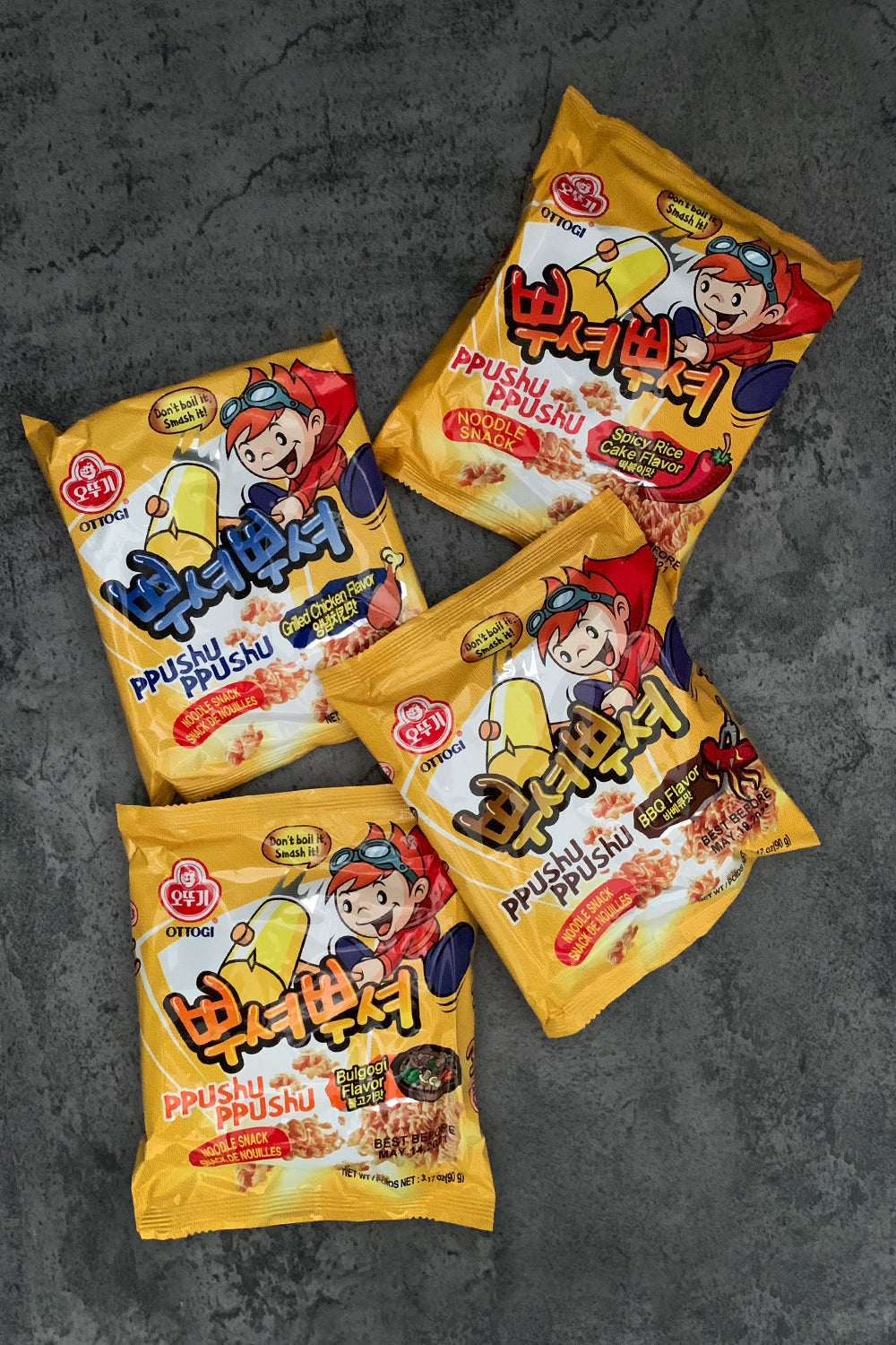 PPUSHU PPUSHU NOODLE SNACK 4-FLAVOR VARIETY [16PK]