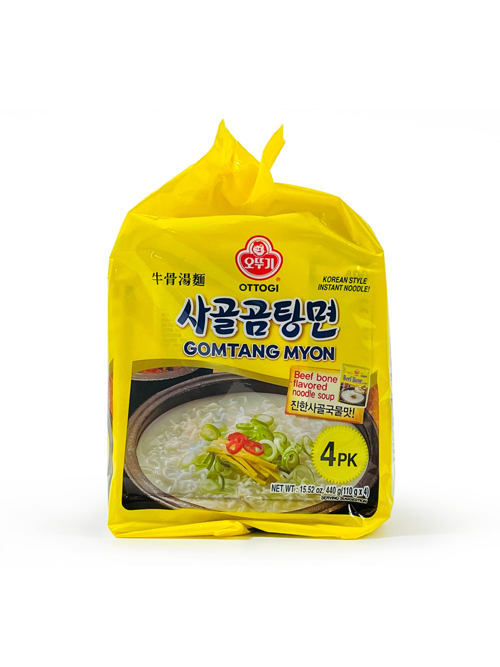 Beef Bone Flavored Noodle Soup [Gomtang Myon] 4PK